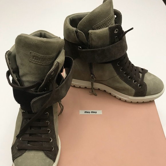Miu miu suede high top sneakers 38.5 - Picture 2 of 5